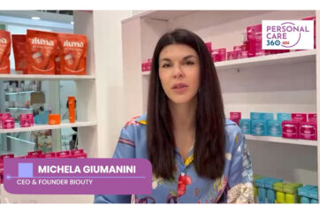 Michela Giumanini, CEO Biouty, presenta prodotti beauty a Cosmoprof. Cosmetici naturali e innovativi per la cura della pelle.