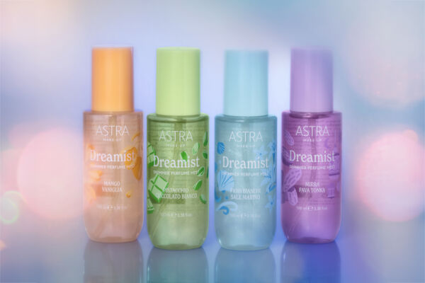 Profumi Astra Make-Up Dreamist: quattro fragranze shimmer mist colorate.