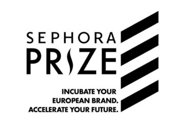 Logo ufficiale del Sephora Prize con lo slogan Incubate your European brand. Accelerate your future su sfondo bianco.