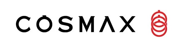Logo Cosmax con scritta nera e simbolo rosso a spirale, riferimento all'accordo L'Oréal e K-beauty