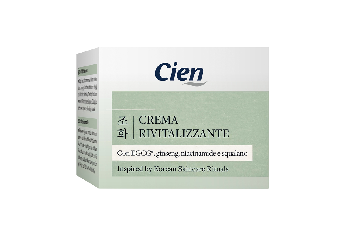 Confezione Crema Rivitalizzante Cien Lidl ispirata alla skincare coreana con EGCG, ginseng e niacinamide.